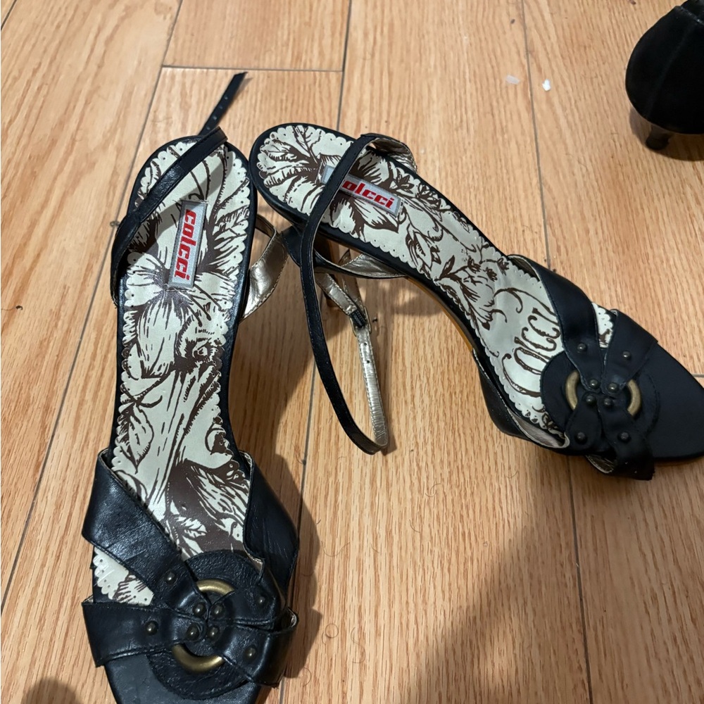 Leather  Black Heels size 10 new no tags